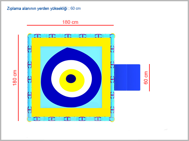 40308 - Step Trambolin 180 cm x180 cm Teknik izim